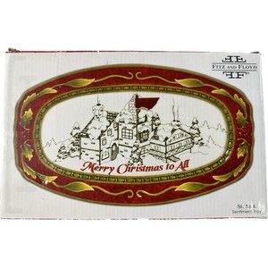 Fitz and Floyd St. Nick Sentiment Tray "Merry Christmas to All" New in Open Box
